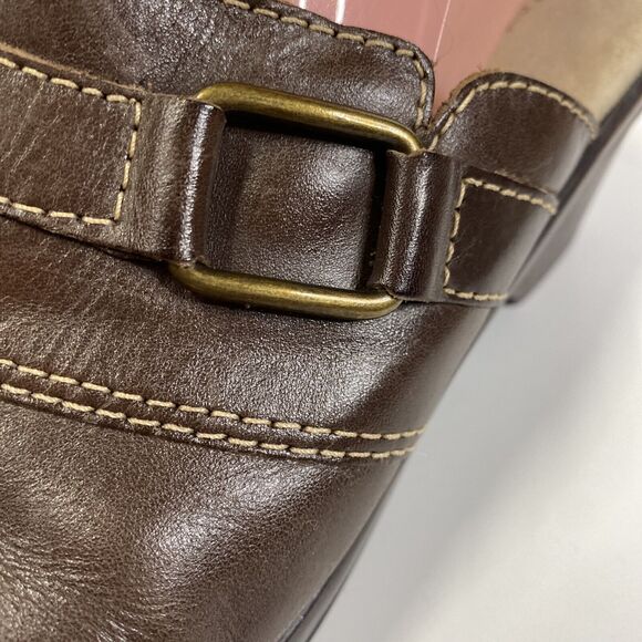 Naturalizer Brown Leather Clogs Women's Sz 10M Lial Mules S110 Metal Accents - Picture 13 of 15